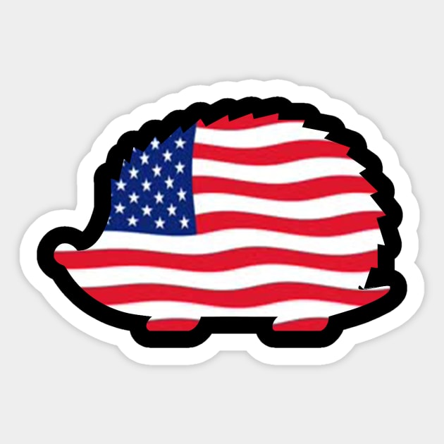 USA Patriotic Hedgehog Sticker by LetsBeginDesigns